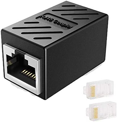 CAIVOV RJ45 Coupler, Ethernet Coupler,Black Shielded Ethernet Cable Extender Adapter for Cat7/Cat6/Cat5e, Female to Female, Support 100BASE-TX (Black-1Pack)