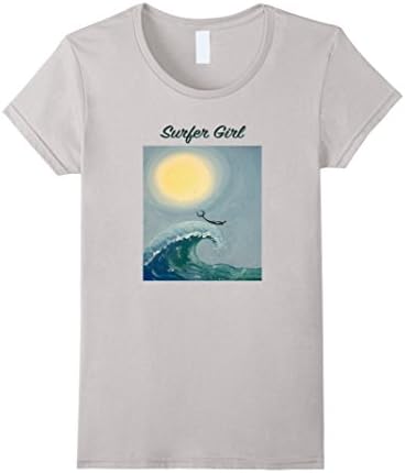 Women's Surfer Girl Mermaid T-Shirt Small Silver