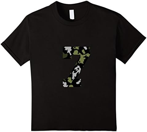 Kids 7th Birthday Gift T-Shirt Army Green Camo Colors 10 Black