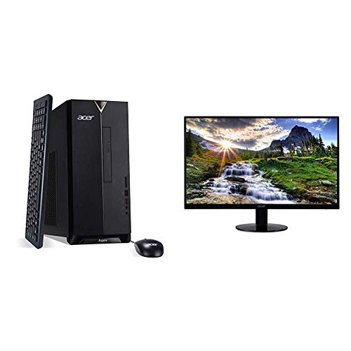 Acer Aspire TC-885-UA91 Desktop, 9th Gen Intel Core i3-9100, 8GB DDR4, 512GB SSD, 8X DVD, 802.11AC WiFi, USB 3.1 Type C & SB220Q bi 21.5 inches Full HD (1920 x 1080) IPS Ultra-Thin Zero Frame Monitor