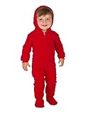 Footed Pajamas Bright Red Infant Hoodie Fleece