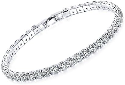 Marwar Bracelets Bangles Women's Platinum-Plated Real S925 Sterling Silver Tennis Best Friends Girls Gifts for Woman (white)