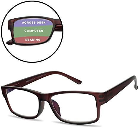 Rectangular 3 in 1 Prescription Reading Glasses Spring Hinge Classic Frame Progressive Magnification Strength Readers…