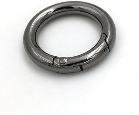 1"(25mm) Gate O Ring Round Carabiner Snap Clip Trigger Spring Keyring Buckle 10 Pcs (Black)