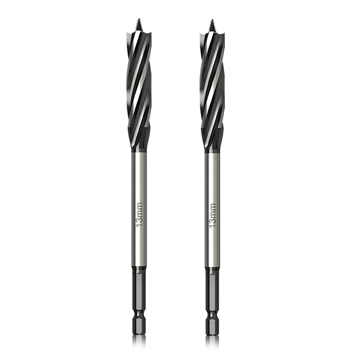 Meccion Wood Drill Bit 13mm x 165mm x 2pcs Professional Self Feed Speed Auger Woodworking Hole Drill Bit with 1/4 Inch Hex Shank