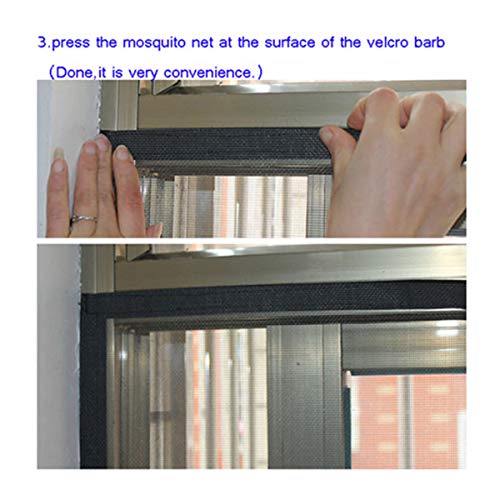 Black DIY Self-Adhesive Window Screen Mesh Net Curtain Invisible Screens Window with Tape Anti Mosquito Bug Easy to Use Take Apart Wash 130cmx150cm - Thumbnail 7