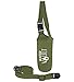 WaterVault Neoprene Bottle Holder, Adjustable Detachable Strap, Shoulder Sling & Hand Carrier - Army Green Regular