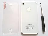 New Replacement Rear Glass Back Cover Battery Door For iphone 4 4G A1332 (white) + 1 Screw Driver, 2 Pentalobe Screws, and 1 Screen Protector