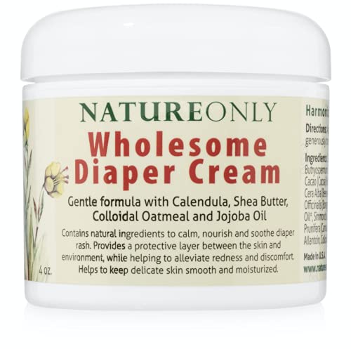 Nature Only Wholesome Diaper Cream. Calm, Nourish and Soothe Diaper Rash. Natural & Organic - 4 oz (Pack of 1)