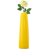 Small Ceramic Bud Vase Conic Flower Single Stem Vase Modern Ceramic Flower Vases Home Decorative Floral Centerpiece for Arranging Bouquets Wedding and Office (Yellow)
