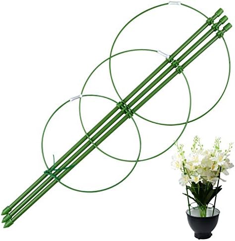 happyhanin Plastic Plant Grow Cage, Gardening Climbing Rattan Conical Supporter Frame with 3 Adjustable Rings for Home Garden Balcony