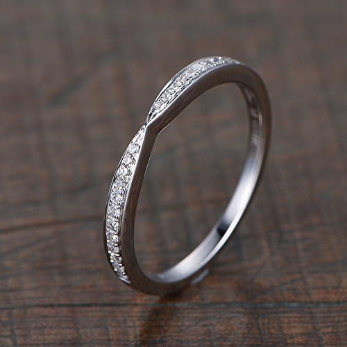 Infinity Shape Diamond Ring,Simple Wedding Ring,White Gold Wedding Ring,Diamond Stacking Ring in 18k White gold,Diamond Band,Half Eternity Diamond Band
