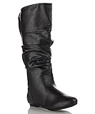 ROF Women's Soft Slouchy Flat To Low Heel Knee High Boots