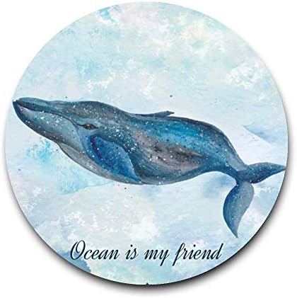 Drink Coaster Mat - Absorbent Ceramic Stone with Durable Cork Backing, Trendy Watercolor Whale Decorative Coaster Protect Your Furniture