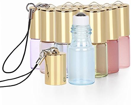 Glass Roller Bottles, 3ml Essential Oil Roller Bottles with Stainless Steel Roller Balls Pearl Colored Roll on Bottles, 10 Pack
