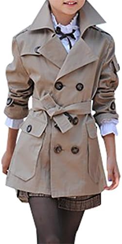 SellerFun Kid Child Girls' Double Breasted Trench Coat Outwear with Belt