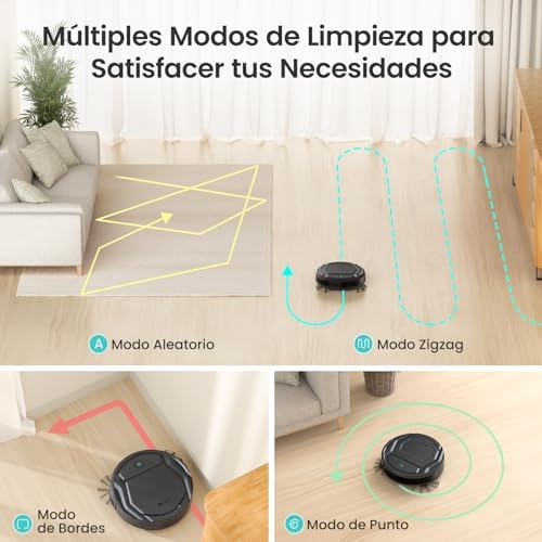 M210P Robot Aspirador 2200Pa, Aspirador Robot Autonomía de 120 Min, WiFi/App/Alexa, Sensor de Anticolisión/Caída Navegación Inteligente, Delgado y Silencioso, 6 Modos de Limpieza