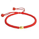 Be Nice Handmade Unisex Kabbalah Red String Bracelet with lucky gold beads- Good for Wealth and Love (7 inches, 1 bead)