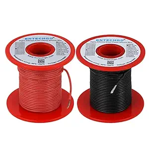 BNTECHGO 22 Gauge Silicone wire spool red and black each 100ft Flexible 22 AWG Stranded Copper Wire
