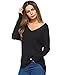 MAI CHUS Women's Solid V Neck Long Sleeve Basic Knit Pullover Sweater Tops
