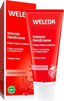 Bio Intensiv Handcreme Granatapfel - Naturkosmetik Handpflege Creme beugt Pigmentflecken vor, Nachhaltige Feuchtigkeitscreme mit Sheabutter & Orange-Vanille Duft für trockene Hände (1x 50ml)