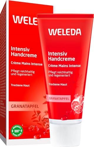 Bio Intensiv Handcreme Granatapfel - Naturkosmetik Handpflege Creme beugt Pigmentflecken vor, Nachhaltige Feuchtigkeitscreme mit Sheabutter & Orange-Vanille Duft für trockene Hände (1x 50ml)