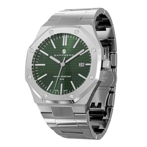 SAPPHERO Mens Watches Stainless Steel Quartz Watch for Men 30M Waterproof Date Clock Fashion Business Wristwatch Gift for Men