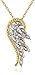 Amazon Collection Yellow Gold-Plated Sterling Silver Angel Wing Diamond Pendant Necklace (.05 cttw)