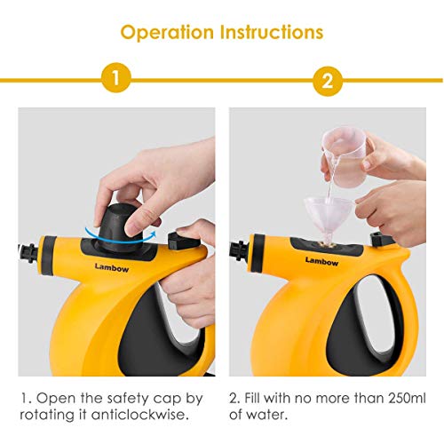 Handheld Pressurized Steam Cleaner with 9-Piece Accessory Set - Multi-Purpose and Multi-Surface All Natural, Chemical-Free Steam Cleaning for Home, Auto, Patio, More