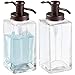 mDesign Liquid Hand Soap Glass Dispenser Pump Bottle for Kitchen, Bathroom | Also Can be Used for Hand Lotion & Essential Oils - Pack of 2, Square, Clear/Bronze