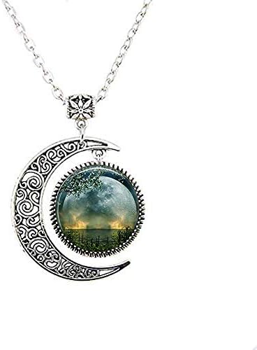 Summer Solstice Moon Necklace,Full Moon Necklace,Solstice Jewelry Wiccan Jewelry, Pagan Jewelry Beltane Glass Gift Necklace