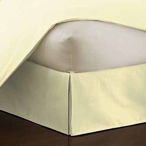 The OuTNet Hotel Collection Bedding 500-Thread-Count 100% Egyptian Cotton Expanded Queen Damask Solid 1pc Bed Skirt With 26" Drop Length, Ivory