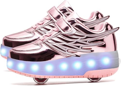 Aikuass USB Chargable LED Light Up Roller Shoes Wheeled Skate