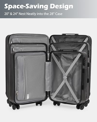 Coolife Luggage Expandable Suitcase PC+ABS with TSA Lock Spinner 20in24in28in (Grey, 3 Piece Set) Coolife Luggage Expandable Suitcase PC+ABS with TSA Lock Spinner 20in24in28in (Grey, 3 Piece Set)