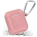 Cuauco AirPods Case Protective Silicone Cover with 2 Airpods Strap, 2 Airpods Ear Hook,1 Carabiner,1 Headphone Case for Apple Airpods Accessories (7 Pack)-(Pink)thumb 2