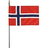 Norway - 8 in x 12 in World Stick Flag