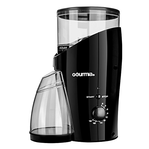 Gourmia GCG185 Electric Burr Coffee Grinder, Heavy Duty Steel Grinding Disc 20 Coarse / Fine Settings, 2-18 Cups - 110V
