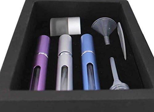 RED.E Stylish Refillable Perfume Atomiser Gift Set with 10gm Refillable cosmetic frosted glass Jar(Aluminium lid) Ideal for travel and night outs. (Silver Jar set, Aluminium case)