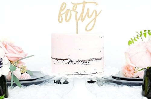 40th Birthday Cake Topper || 40th birthday party decorations forty gold silver rose gold white pink wood cake