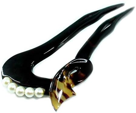 本べっ甲 かんざし おしゃれ丸型 あこや真珠付 ヘアアクセサリー 桐箱入 黒留袖