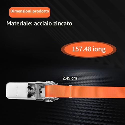 Set of 4 Ratchet Straps without Hook, 4 m x 25 mm Fixing Straps, Can Hold 800 kg, According to DIN EN 12195-2 Standard, Ratchet Strap for Trolley Suitcases for Motorcycles (Orange)