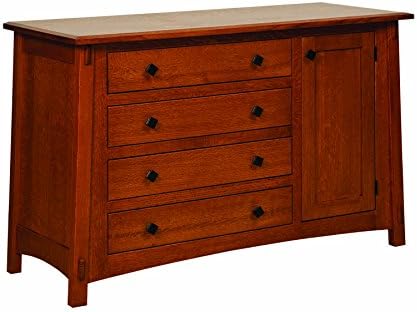 Amish Heirlooms Solid Oak McCoy Dresser with 4 Drawers &amp; 1 Door, 20.5" x 54" x 41", Black Walnut Finish