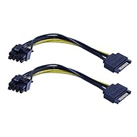 zdyCGTime 15-Pin SATA Male to 8 Pin (6+2 Pin) PCI-Express Female Video Card Power Adapter Cable(20CM/8inch)