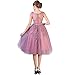Women's Beads Tulle Short Cocktail Prom Dress Clubwear Dress,Pink,6