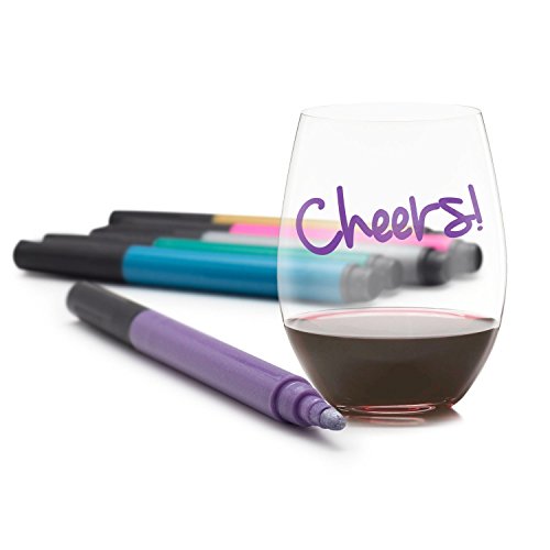 VinoVivo Wine Glass Markers That Write On Glass, Wine Pens (6 Pack