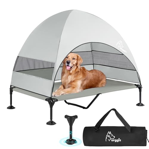 Furggis Elevated Dog Bed Canopy Portable Raised