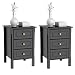 Yaheetech 3 Drawers Nightstand Tall End Table Storage Wood Cabinet Bedroom Side Storage, Set of 2, Black primary