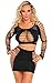 Cocolicious Women's Sexy 2 pc Long Sleeve Top & Mini Skirt Seamless Lingerie Set (One Size, Black)