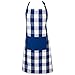 DII Unisex Buffalo Check Kitchen Collection, Classic Farmhouse Chef Apron, One Size, Navy & Cream