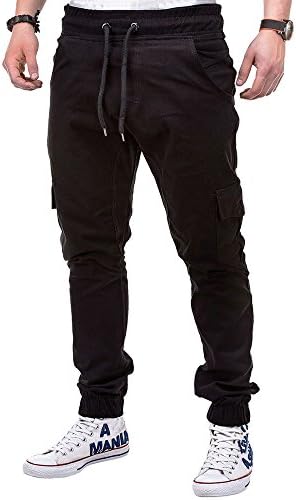 Kstare Men's Gym Fitness Workout Pants Drawstring Athletic Joggers Running Pants with Cargo Pockets